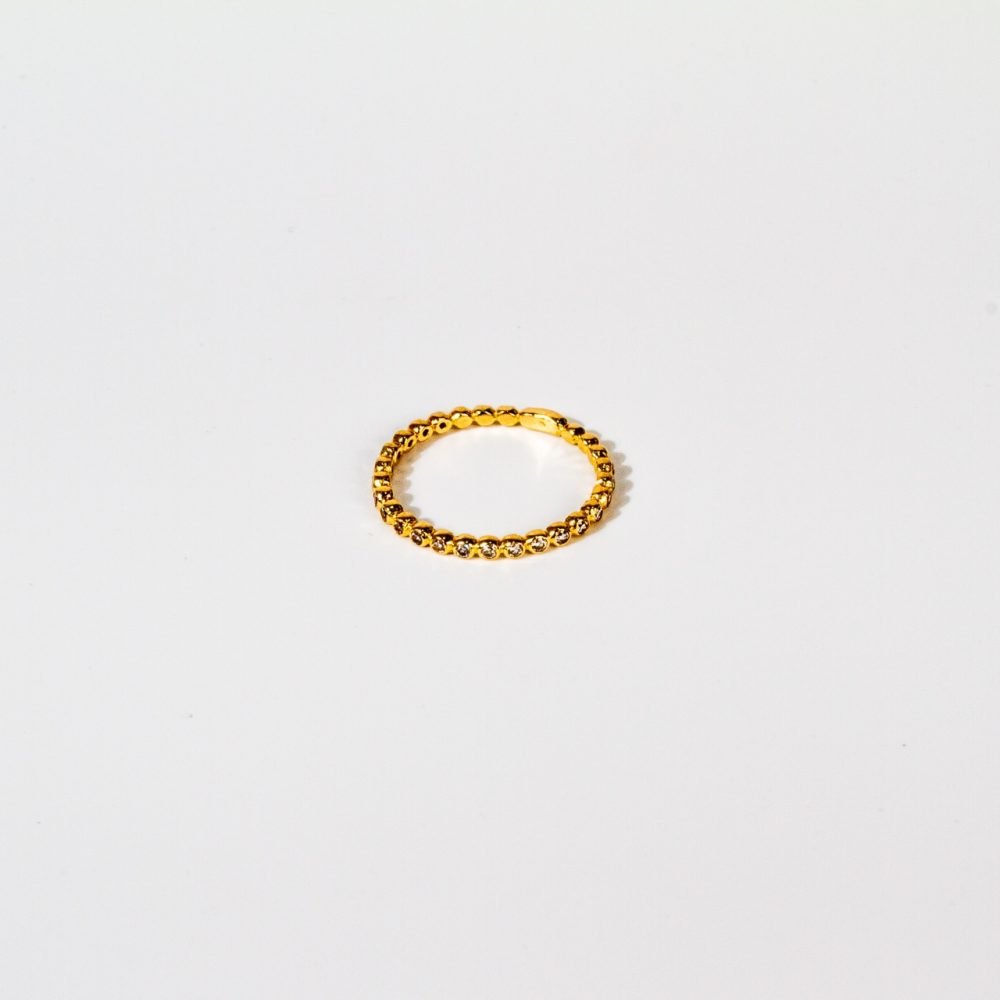 Anillo trenzado piedras blancas #6