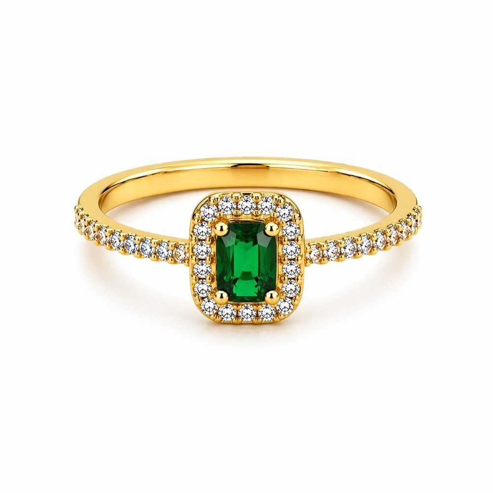 10730 Anillo piedras blancas y verde #5 34